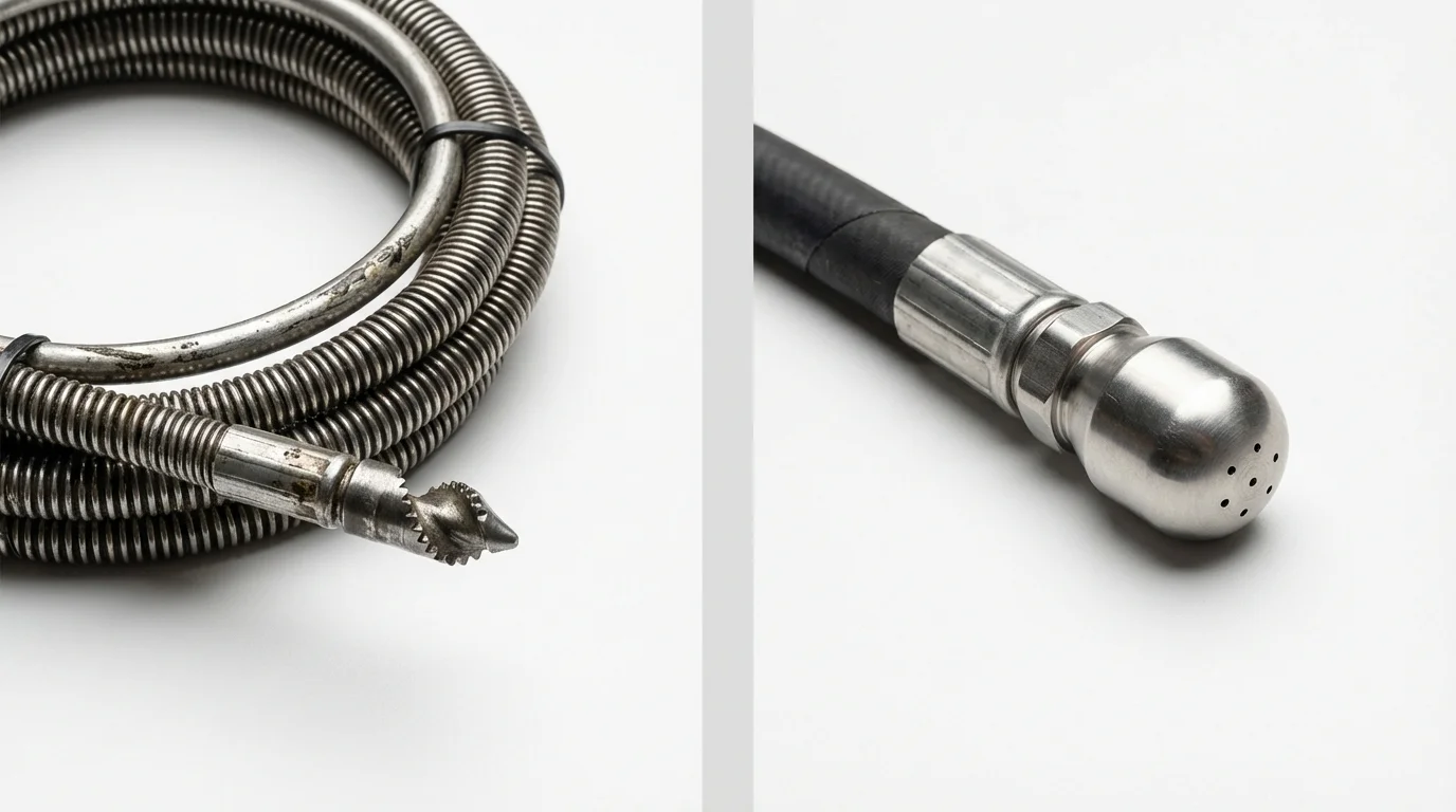 Drain snake cable and hydro jetting nozzle used for drain cleaning in Munday, TX