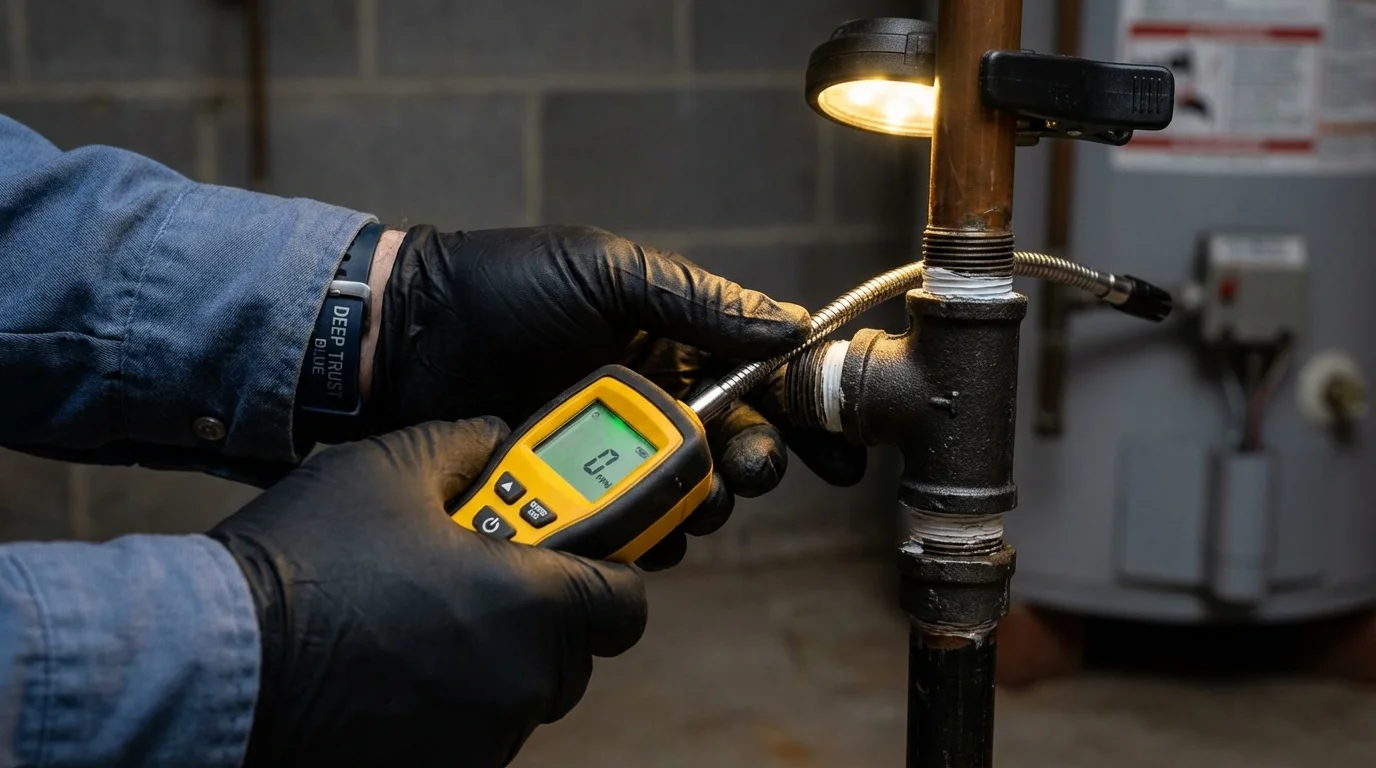 Gas leak detection with electronic sniffer by Johns Plumbing LLC in Munday