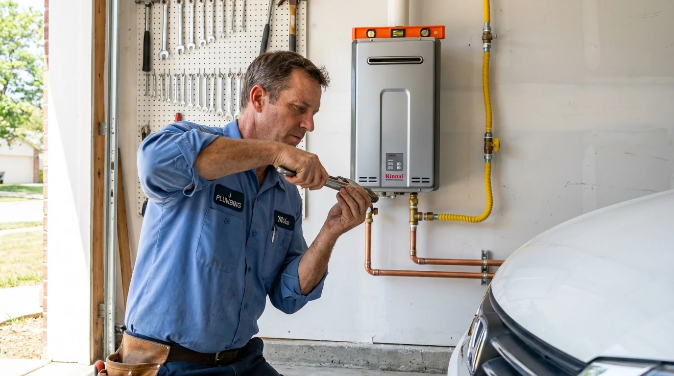 Tankless water heater installation by a Johns Plumbing LLC plumber in Munday